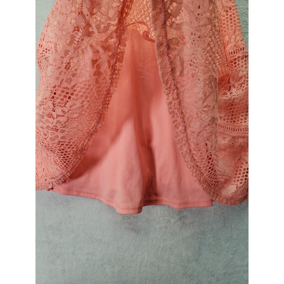 Jodi Kristopher Fit & Flare Dress Womens Size 5 Pink Lace Floral Nylon Back‎ Zip - Picture 4 of 9